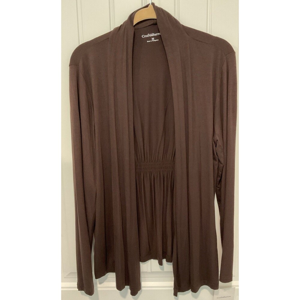 NWT Croft & Barrow Women’s Brown Long Sleeve Lightweight Open Shrug Sz Medium